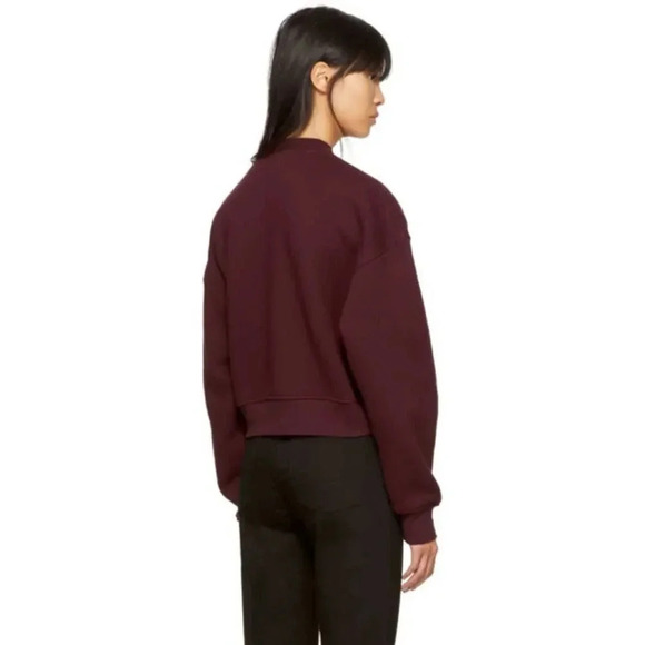 Alexander Wang Burgundy Oversized Cropped Vinyl Meltdown Sweatshirt - Picture 3 of 9